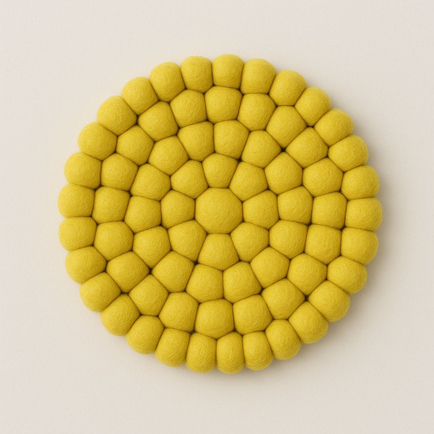 Handcrafted Felt Ball Trivet & Coaster- Yellow