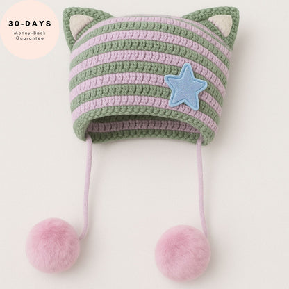 CozyKit Beanie – Warmth & Confidence for Her (Toffee Stripe)